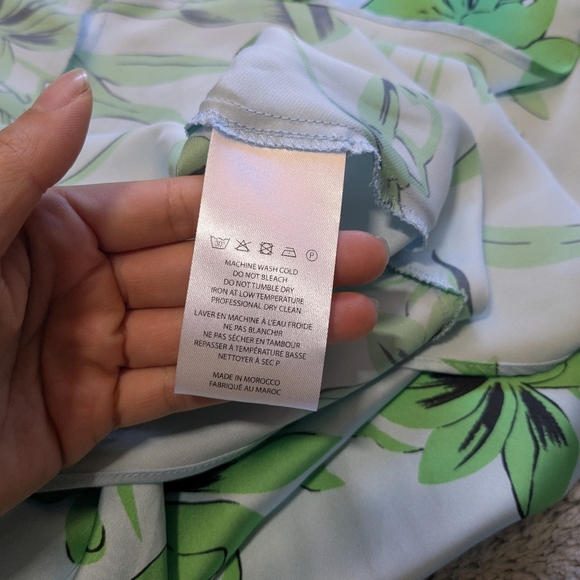 Ramy Brook Rowe Maxi Dress Floral Blue Green Satin V Neck Size 2 - Picture 6 of 7